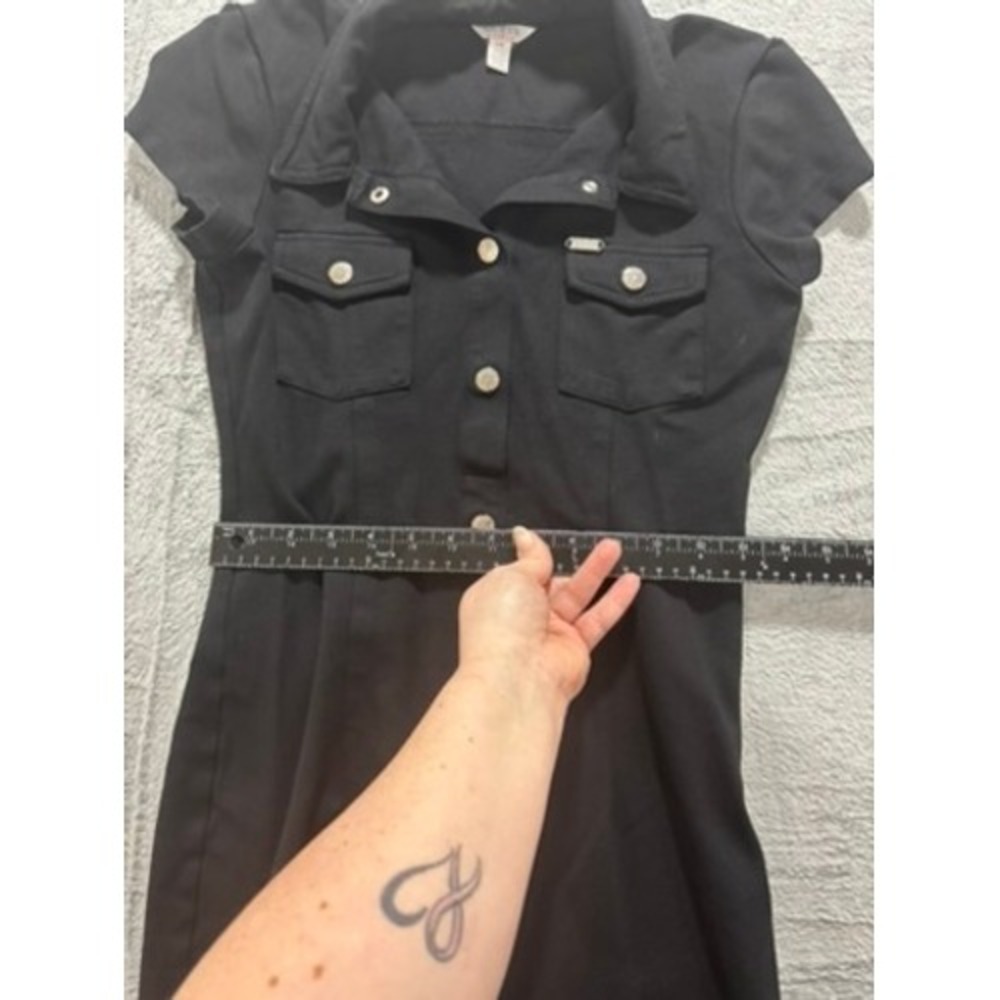 Guess Black Shirt Dress Womens S Button Front Stretch Collared Mini Dress - Picture 6 of 14